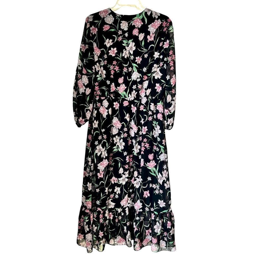 Robbie Bee Women’s Floral Long Sleeve Midi V-Neck Dress Sz 16 - Picture 2 of 8